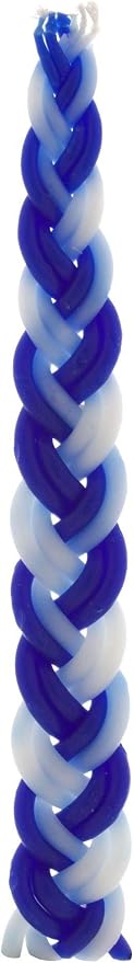 Set of 3 Blue and White Braided Havdalah Wax Candle