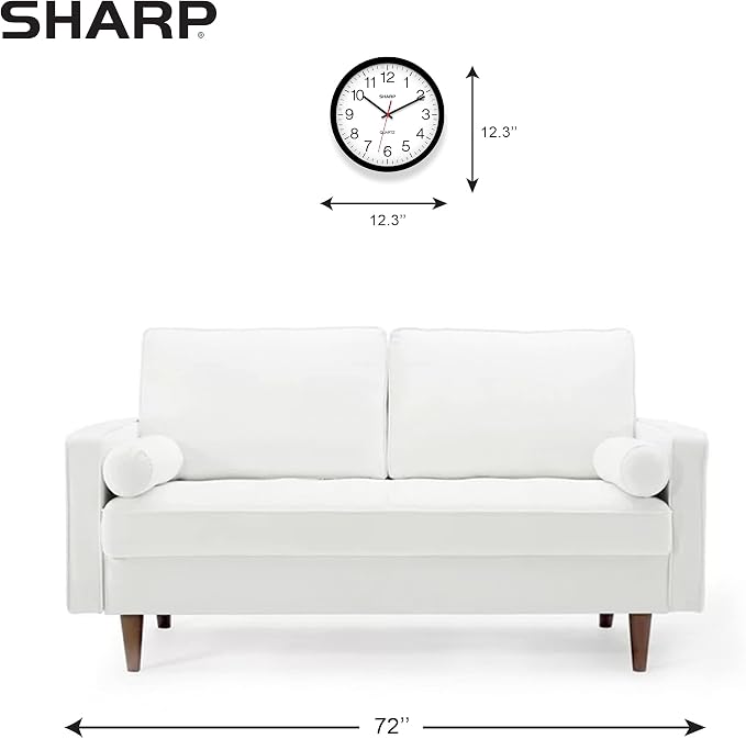 Sharp Wall Clock – Black, Silent Non Ticking 12 Inch Quality Quartz Battery Operated Round Easy to Read Home/Kitchen/Office/Classroom/School Clocks, Sweep Movement (Pack of 4)