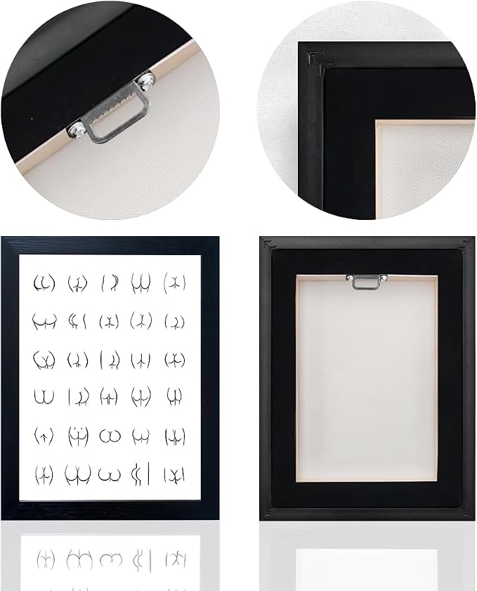 Black and White Bathroom Wall Art Framed Funny Wall Decor Canvas Print Bthroom Sign Picture Artwork