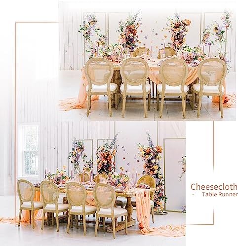 10 Pack Blush Cheesecloth Table Runner, Extra Wide 35x120 Inch