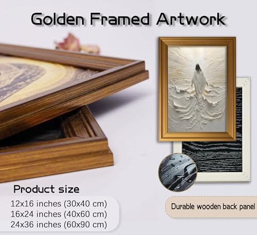 Vintage Gold Framed Jesus Wall Art Abstract Jesus Walking on Water Canvas Prints Christian Spiritual Picture Divine Light Religious Beliefs Painting Poster Artwork for Living Room Bedroom Church