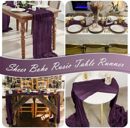 15 Pack Dark Purple Cheesecloth Table Runner 17 x 108 inch Cheese Cloth Table Runners 9ft Blue Table Runner Rustic Romantic Sheer Gauze Runner for Wedding Party Baby Shower Table Decoration