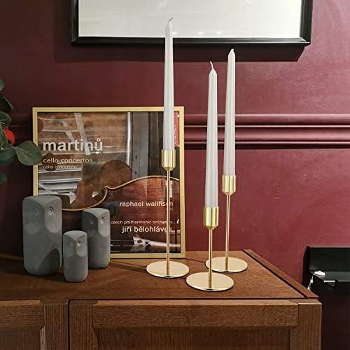 Brass Gold Metal Taper Candle Holders Set of 12, Wedding Table Decor
