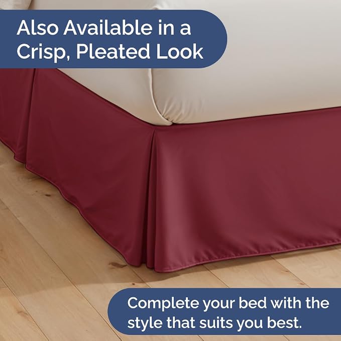 Bedskirt King Size Ruffle - Ruffled Bed Skirt - 12 Inch Drop - Burgundy | Bedskirt with Platform, Ultra-Soft Premium Hotel Quality, Wrinkle Free, Fade & Shrink Resistant, for Women, Men, Kids & Teens