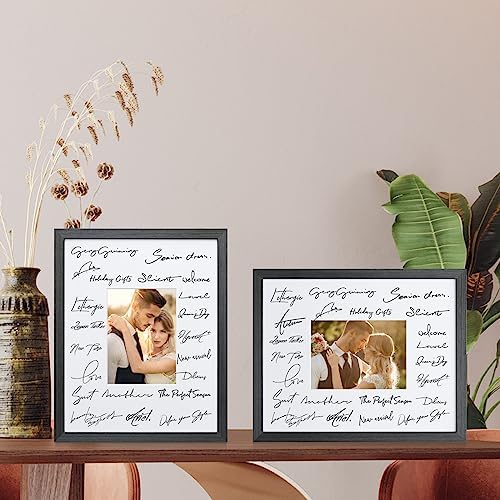 Egofine 11x14 Picture Frames Set of 4, Made of Solid Wood Covered by Plexiglass 5x7 and 8x10 with Mat or 11x14 without Mat, for Table Top Display and Wall Mounting Photo Frame Rustic Black