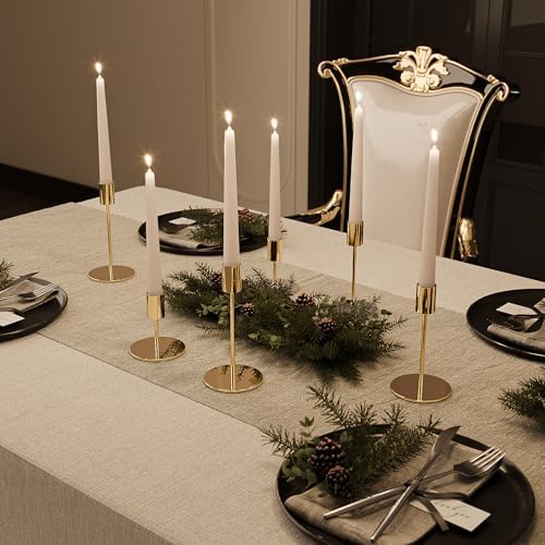 zeochyni Set of 12 French Gold Taper Candle Holder Bulks for Wedding, Party