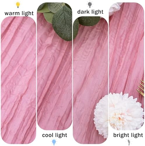 12 Pack Dusty Rose Cheesecloth Table Runner Rustic Gauze 22x120 inch Long Table Runner for Wedding Bridal Shower Birthday Party Banquet Boho Decoration(#32)