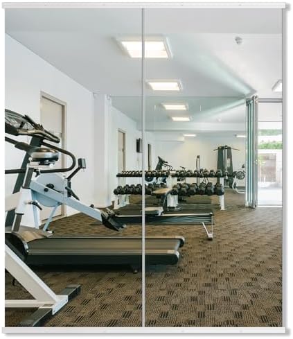 Delma Large Full Body Mirror for Yoga, Frameless Wall-Mounted Glass Panel (60"x25"-White) 2PCS for Home, Garage, Bedroom & Bathroom