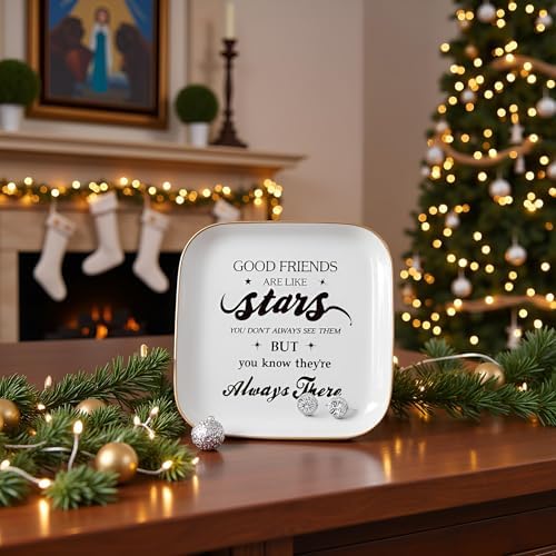 Christian Jewelry Dish Gifts for Women,Personalized Confirmation Jewelry Tray Gifts for Teen Girls，Baptism Gifts for Girl with Bible Verse for Birthdays Christmas (Good Friends)