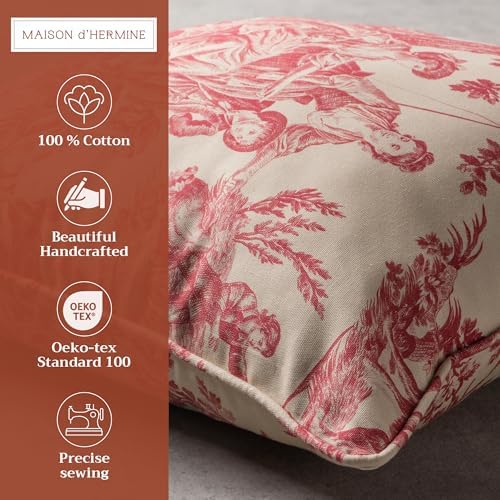 Maison d' Hermine Throw Pillow Covers 100% Cotton (18" x 18" - Pack of 2)