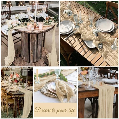 20 Pack Cheesecloth Table Runner 17 x 108 Inch, Beige