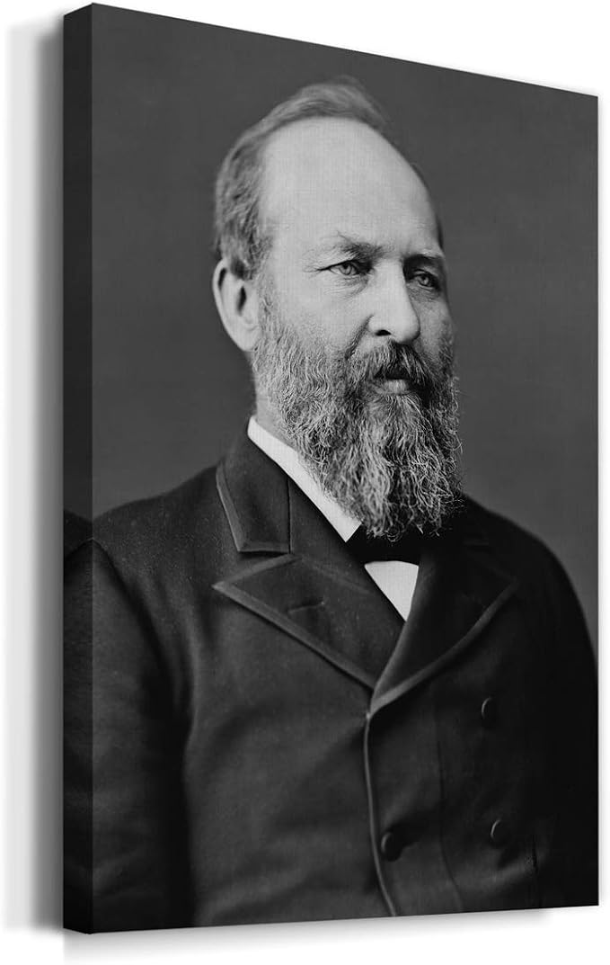 Renditions Gallery James A. Garfield Presidental Portrait Wall Art, Premium Gallery Wrapped Canvas Decor, Ready to Hang, 48 in H x 32 in W, Made in America Print