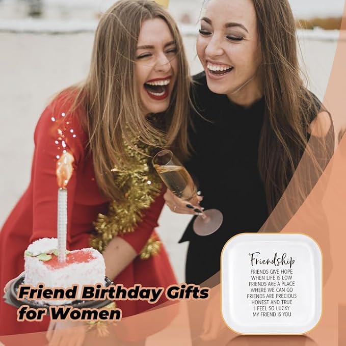 PUDDING CABIN Friendship Gift for Women Friend Jewelry Dish Birthday Graduation Christmas