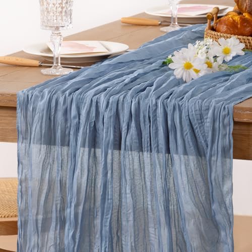 6 Pack Dusty Blue Cheesecloth Table Runner 10ft Boho Gauze Centerpiece