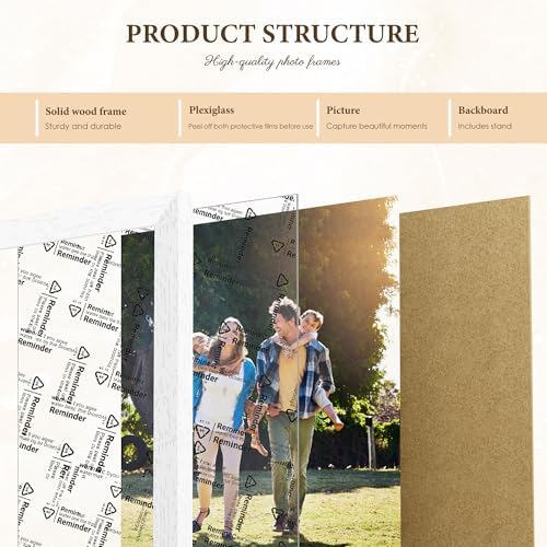 8.5x11 White Picture Frames, 9-Pack Gallery Wall Set, Solid Wood