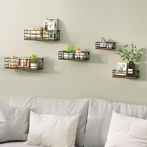 Fixwal Wire Frame Floating Shelves for Wall 5 Different Sizes Carbon Black