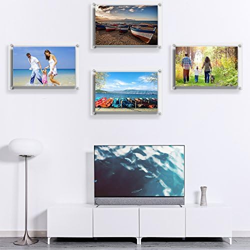 AMEITECH Acrylic Floating Picture Frame, 11x14 Double Panel Clear Wall Mount Document Certificate Frames (Inner Max Size is 9 x12.5 inch)