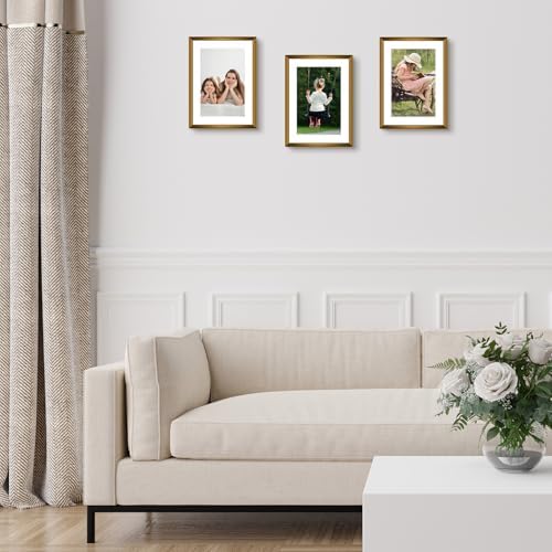 Frametory 2 Pack 5x7 Aluminum Frame with Mat for 4x6 Photo, Bronze