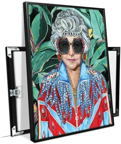 80s Artwork Fashion Golden Wall Art Girls Poster Dorothy Zbornak With Glasses Poster For Woman Room Decor Bea Arthur Tropical Canvas Prints (L24"xW16"-Black Metal Frame) Painting For Girl Dorm Decor