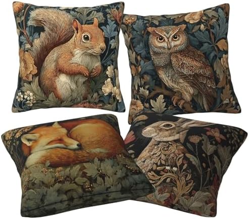 Animals Throw Pillow Covers Set of 4 Decorative Soft Double Sided Print Pillow Case Farmhouse Home Decor for Living Room Sofa Couch 18x18