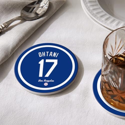 Dodger Coasters for Drinks, Los Angeles LA Baseball Ceramic Coasters Set of 6, Dodger Gift for Man, for Dodger Coffee Mug Cup