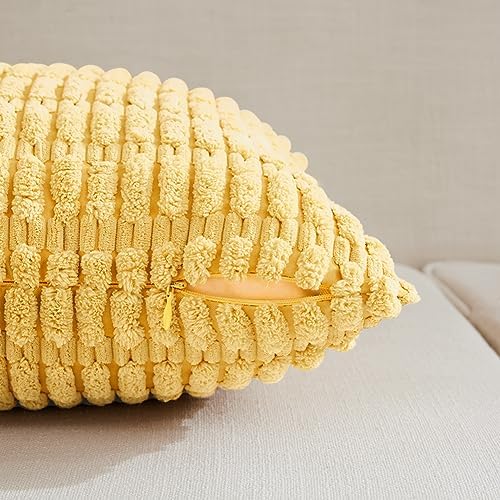 Fancy Homi 4 Packs Decorative Throw Pillow Covers for Living Room Couch Bed, Modern Farmhouse Boho Home Décor Accent Cushion Case, 22" x 22", Yellow
