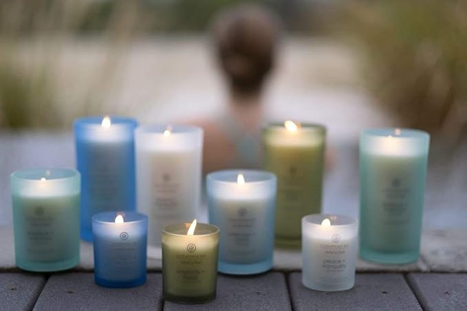 Chesapeake Bay Balance + Harmony Scented Candles Water Lily Pear Fragrance Medium Size Natural Soy Wax 50 Hours Burn Time Pack of 2