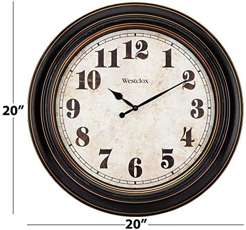 Westclox Traditional Large Wall Clock Battery-Operated Clock for Living Room, Bedroom, Office | Ideal Housewarming Gift (20 Inch, Rustwood)