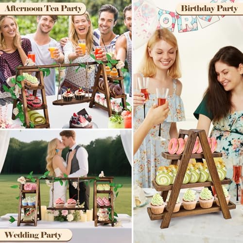 Wooden Cupcake Stand, 3 Tier Cake Stands Party Food Display Serving Platter