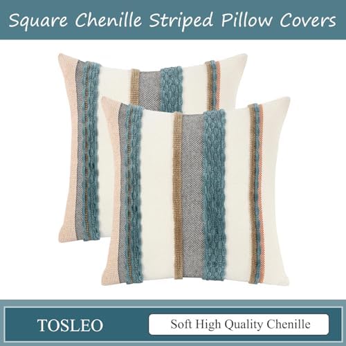 Boho Throw Pillow Covers 18x18 Set of 2 Turquoise Blue
