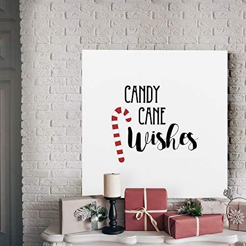 Renditions Gallery Canvas Christmas Wall Art Red White Xmas Candy Cane Wishes Abstract Hanging Artwork for Bedroom Office Home Kitchen Decorations - 32"X32" LT05