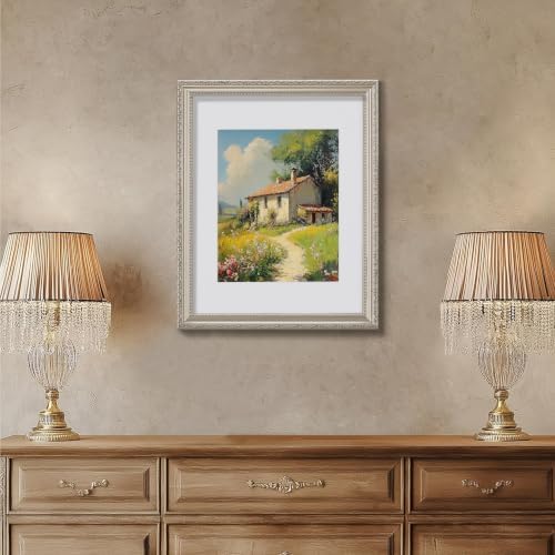 eletecpro 11x14 Vintage Picture Frame, Glass Cover, Silver Beige, 2-Pack