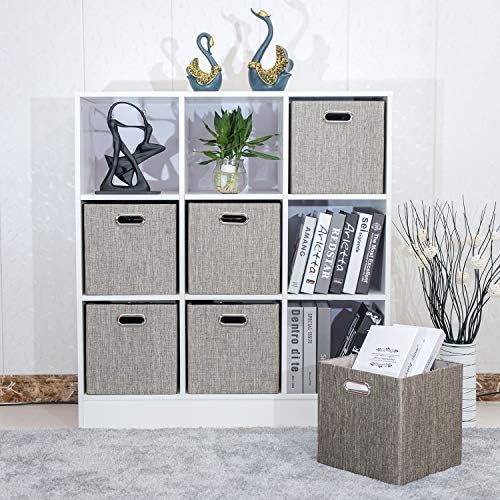 Posprica Storage Basket Bins,12×12 Foldable Storage Cube Boxes Fabric Drawer for Closet Shelf Cabinet Bookcase,4pcs,Coffee