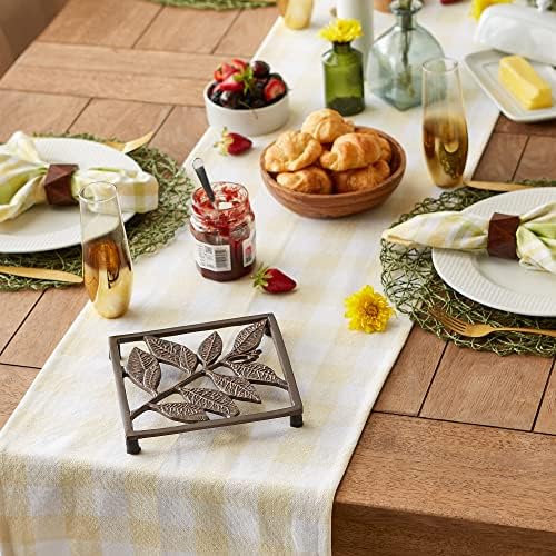 DII Fringed Check Tabletop, Table Runner, 14x72, Natural