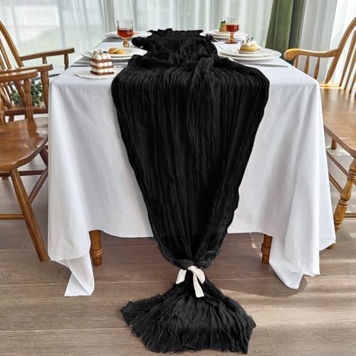 6 Pack Cheesecloth Black Table Runner for Hallowmas Party Home Decor