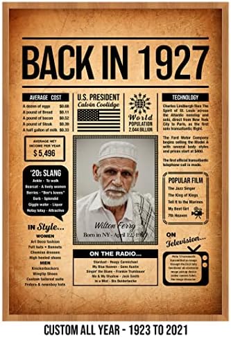Back in 1927 Poster Sign, Personalized Birthday Gifts Idea, Custom 1927 Historical Birthday Newspaper, Born in 1927 Birthday Party Decorations, Fun Fact for the Day You Were Born, Decor Art Print