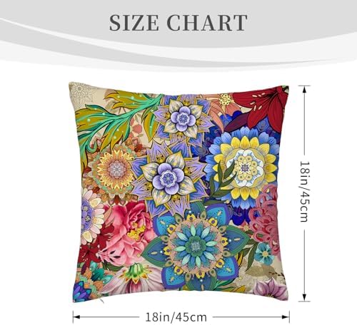 Boho Floral Throw Pillows Covers 18x18 in Colorful Flower Set of 4