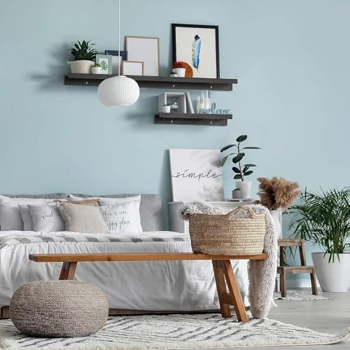 Icona Bay 36 Inch Floating Shelves for Wall - Set of 3 in Ebony Black - Modern Rustic Style - Wall Mounted Display Shelves - Picture Ledges