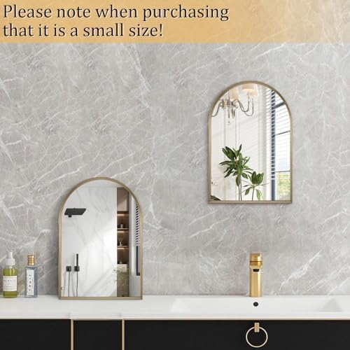 Bathroom Arched Wall Mirror Brushed Metal Vanity Wall Mounted Mirror for LivingRoom Bedroom Entryway Room Vanity Home Decor 16"x12"