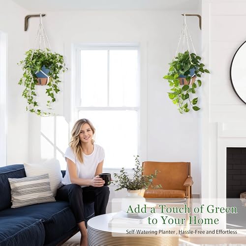 10 Inch Self Watering Hanging Planters for Indoor Plants, 2 Pack