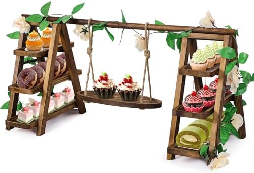 Wooden Cupcake Stand, 3 Tier Cake Stands Party Food Display Serving Platter
