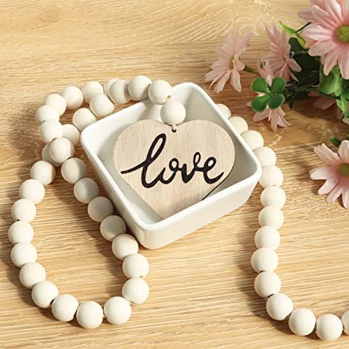 Meplait Love Wooden Bead Garland, 38in Decorative Beads Home Decor