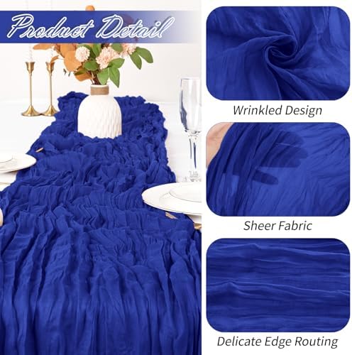 15 Pack Royal Blue Cheesecloth Table Runner 17 x 108 inch Cheese Cloth Table Runners 9ft Blue Table Runner Rustic Romantic Sheer Gauze Runner for Wedding Party Baby Shower Table Decoration