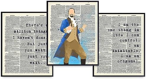 Musical Quote Set - Motivational Inspirational Broadway Play Merchandise - Gift for American History Fans - Wall Art Decor Room Decoration Poster Prints - 3-8x10 Unframed
