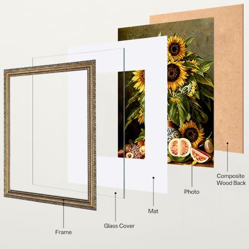 eletecpro 11x14 Vintage Picture Frame, Glass Cover, Bronze Gold, 2-Pack