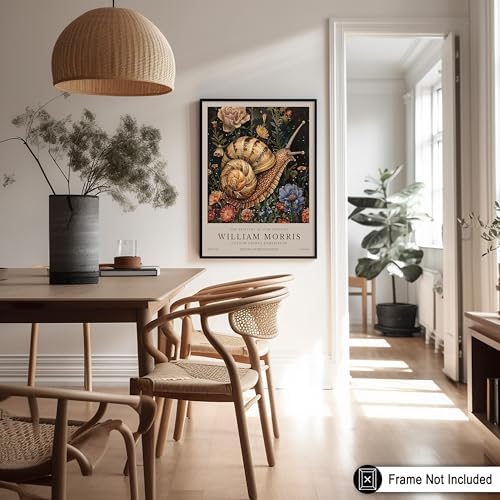 Monem Art William Morris Poster - Snail Print - Flower & Botanical Art - Exhibition & Farmhouse Print - Floral & Aesthetic Art - Living Room or Bedroom Decor - 16x20 UNFRAMED Wall Art