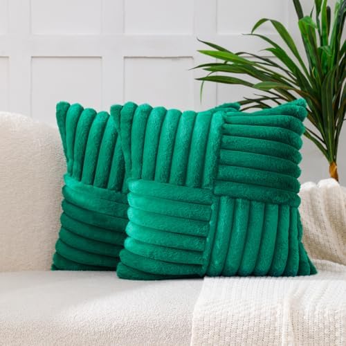 All Smiles Dark Green Christmas Throw Pillow Covers 20x20 Set of 2