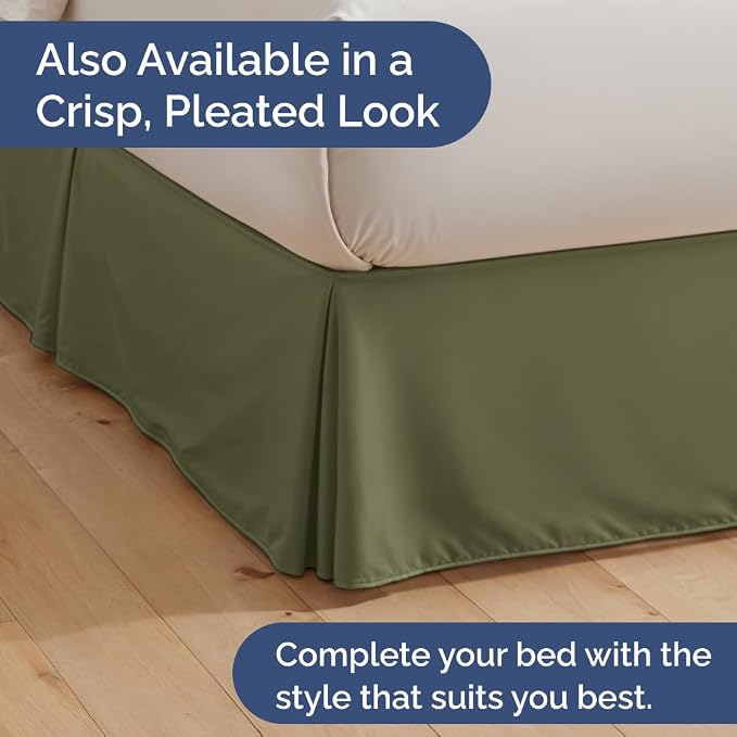 Bedskirt Full Size Ruffle - Ruffled Bed Skirt - 12 Inch Drop - Sage Green | Bedskirt with Platform, Ultra-Soft Premium Hotel Quality, Wrinkle Free, Fade & Shrink Resistant, for Women, Men, Kids & Teens
