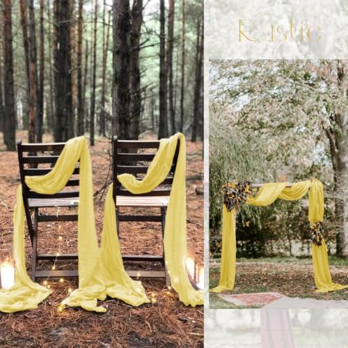 10 Pack Yellow Table Runner 10Ft Cheesecloth Table Runner Boho Gauze Cheese Cloth Table Runners Romantic Long Sheer Fabric Table Runners for Wedding Party