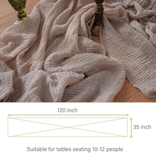 2Pcs Cheesecloth Table Runner DeepBeige 10FT Boho Gauze Cheese Cloth Table Runners 120 Inches Long Rustic Sheer for Centerpiece Home Party Christmas Wedding Baby Shower Spring Easter Decor